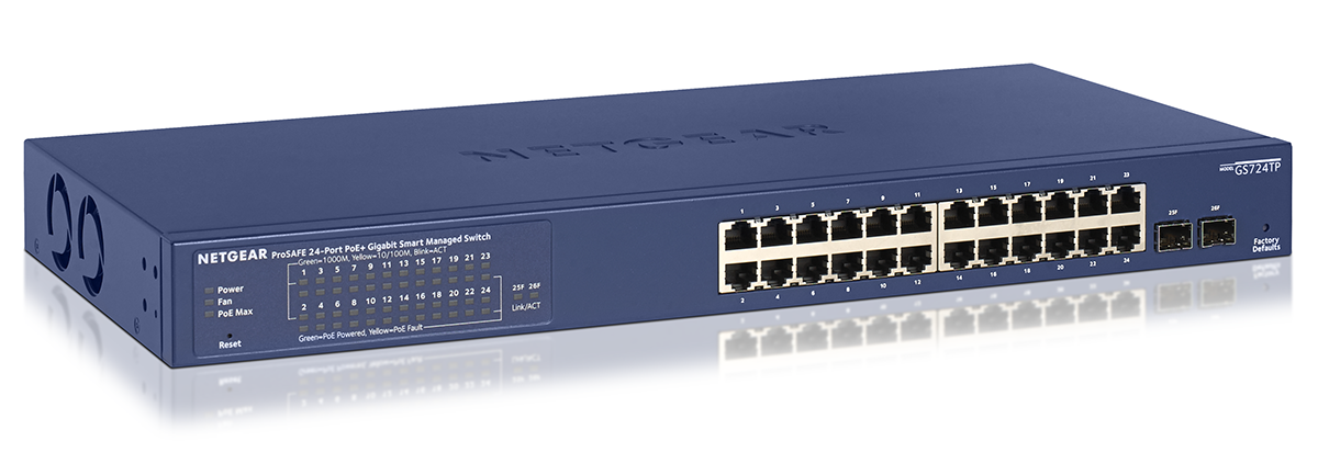 Netgear | GS724TPP Gigabit PoE+ Switch 24-Port Express Smart Ethernet Comms