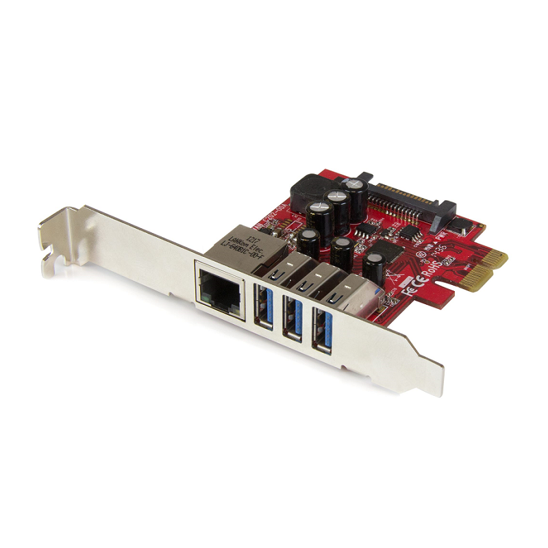 StarTech PEXUSB3S3GE 3-Port PCI Express USB 3.0 Card + Gigabit Ethernet