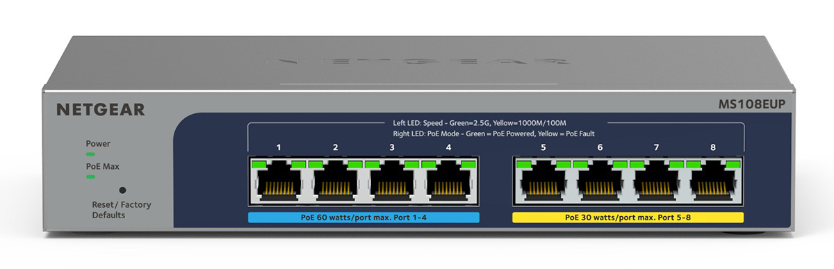 Scoop 8 Port Fast Ethernet AI PoE 96W 2 Gigabit Switch