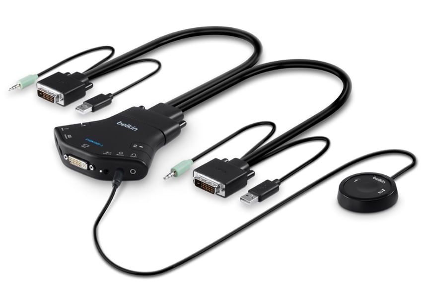 Belkin F1DN102F-3uk 2-Port DVI-D KVM w/ Audio and Remote | Comms Express