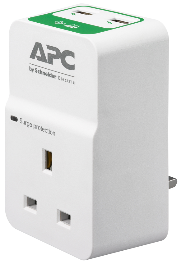 APC Essential SurgeArrest 1 Outlet 230V, 2 Port USB Charger, UK