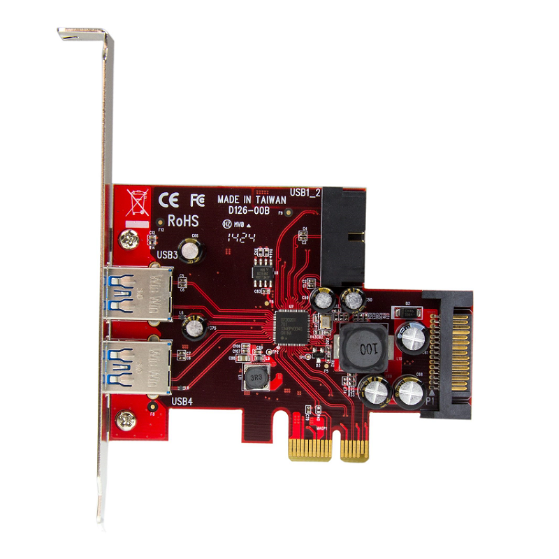 StarTech PEXUSB3S2EI 4-Port PCI Express USB 3.0 Card - 2 External, 2 Internal - SATA Power