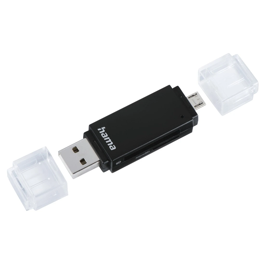 Hama 00181056 Basic USB 2.0 OTG Cardreader, SD/microSD, black
