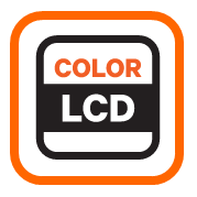 Coloured graphic LCD with Gravity Sensitive Orientation icon